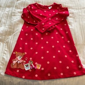 Holiday LS cotton knit red dress